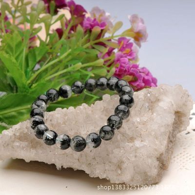 純天然精品9mm綠幽靈圓珠手鏈 墨綠深綠，招財(cái)納福